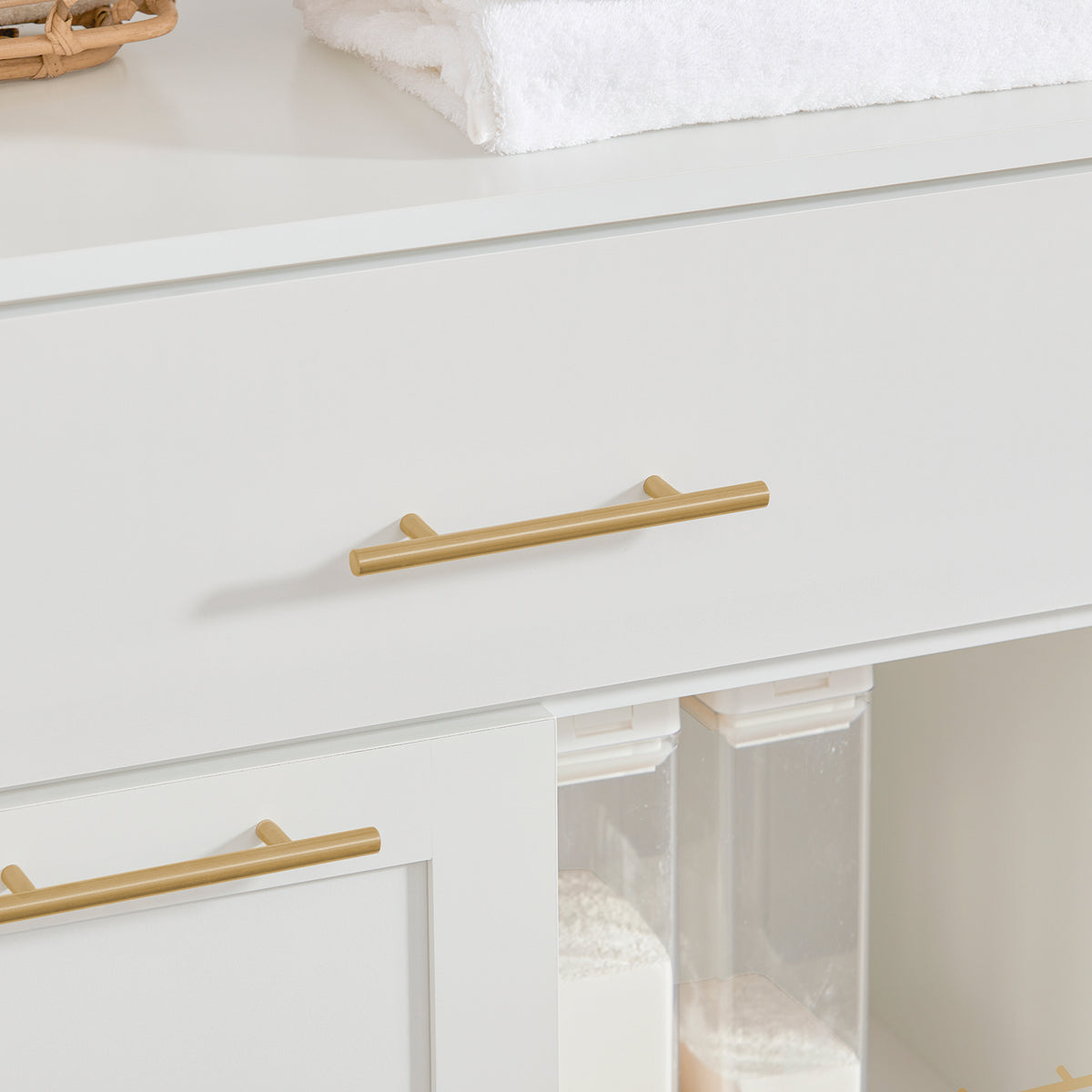 SoBuy BZR66-W, Laundry Basket Laundry Cabinet Bathroom Cabinet Storage Cabinet, White