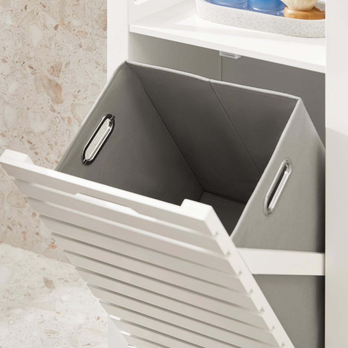 SoBuy BZR67-W, Bathroom Laundry Basket Laundry Cabinet Storage Cabinet, White