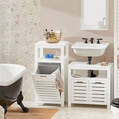 SoBuy BZR67-W, Bathroom Laundry Basket Laundry Cabinet Storage Cabinet, White
