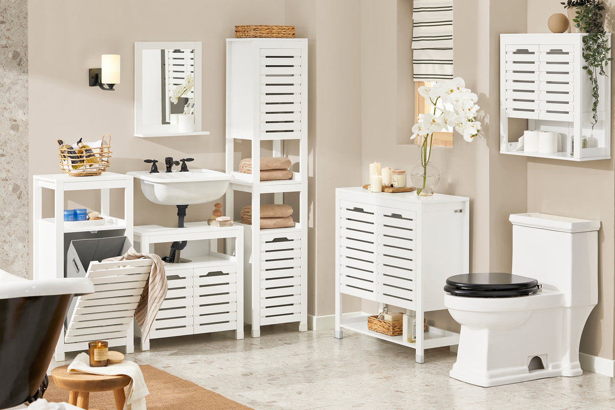 SoBuy BZR67-W, Bathroom Laundry Basket Laundry Cabinet Storage Cabinet, White