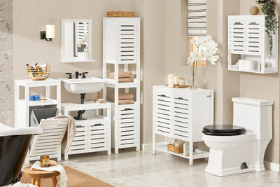 SoBuy BZR67-W, Bathroom Laundry Basket Laundry Cabinet Storage Cabinet, White