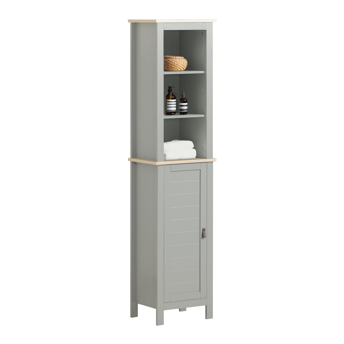 SoBuy BZR68-HG, Bathroom Tall Cabinet Cupboard Bathroom Storage Cabinet, Grey