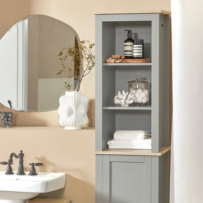 SoBuy BZR68-HG, Bathroom Tall Cabinet Cupboard Bathroom Storage Cabinet, Grey