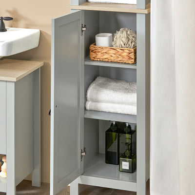 SoBuy BZR68-HG, Bathroom Tall Cabinet Cupboard Bathroom Storage Cabinet, Grey