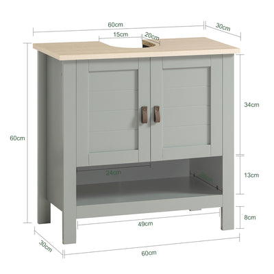 SoBuy BZR69-HG, Under Sink Cabinet Bathroom Vanity Unit Bathroom Storage Cabinet, Grey