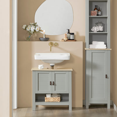 SoBuy BZR69-HG, Under Sink Cabinet Bathroom Vanity Unit Bathroom Storage Cabinet, Grey