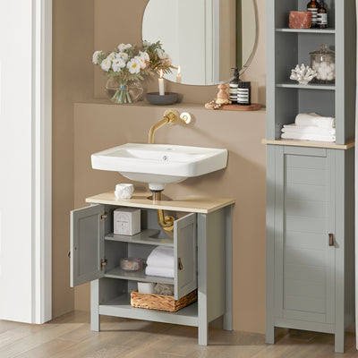 SoBuy BZR69-HG, Under Sink Cabinet Bathroom Vanity Unit Bathroom Storage Cabinet, Grey