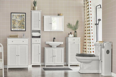 SoBuy BZR55-W, Bathroom Wall Mirror Cabinet, Mirrored Storage Cabinet Unit, White