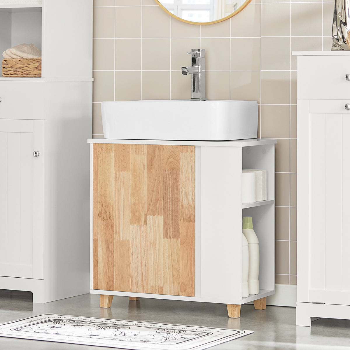 SoBuy BZR75-W, Under Sink Cabinet Bathroom Vanity Unit Bathroom Storage Cabinet, White-clearance
