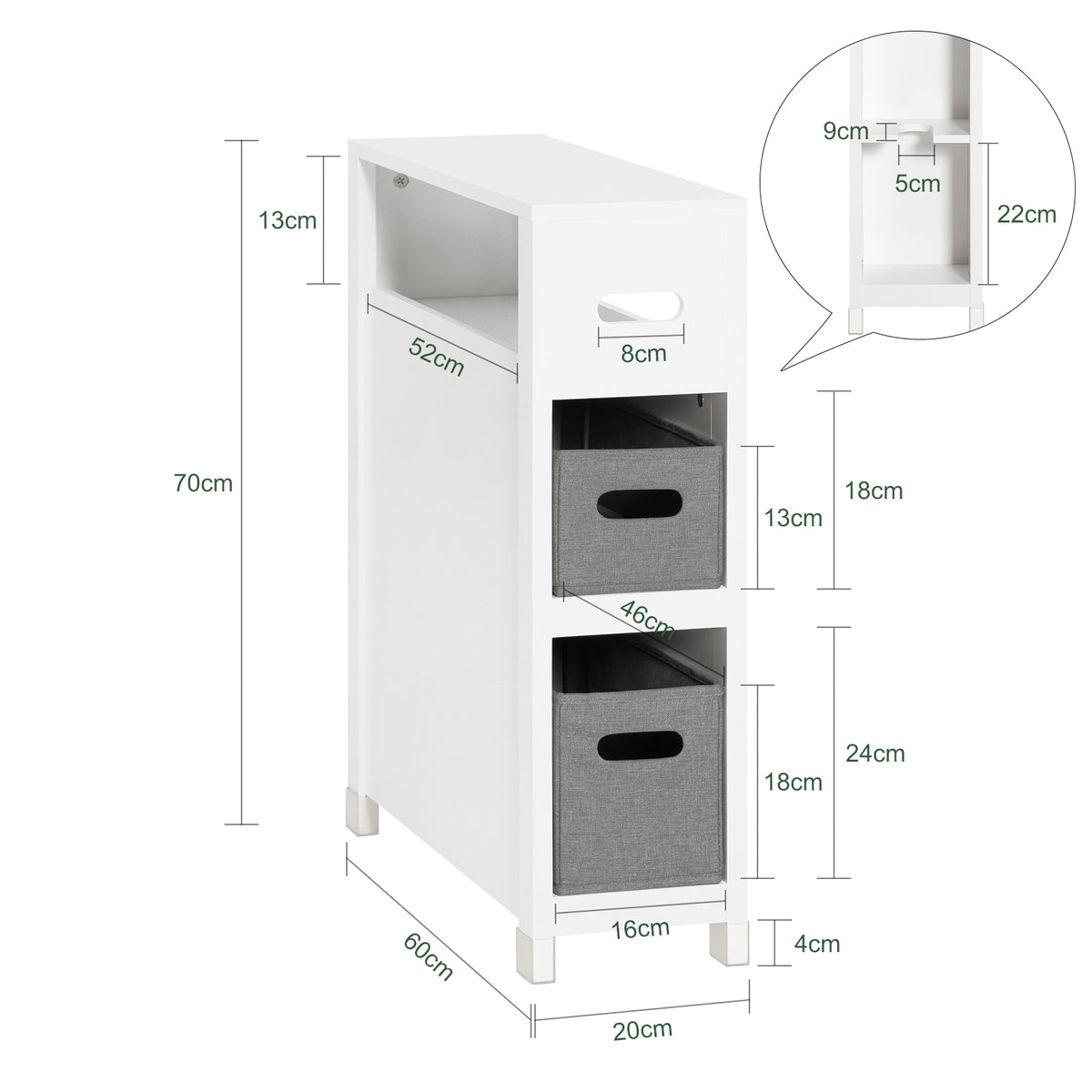 SoBuy BZR83-W, Bathroom Cabinet Storage Cabinet Bathroom Toilet Paper Roll Holder, White