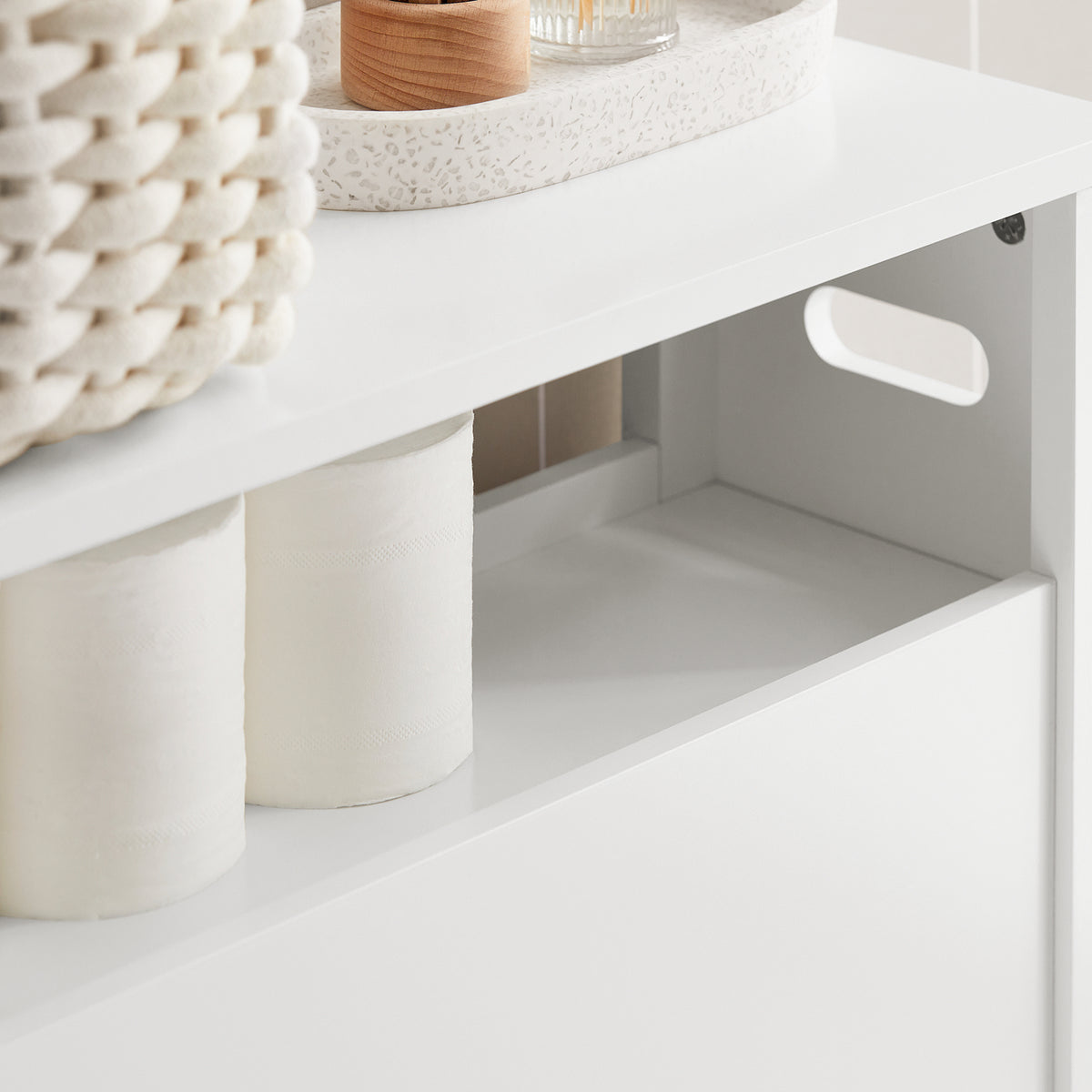 SoBuy BZR83-W, Bathroom Cabinet Storage Cabinet Bathroom Toilet Paper Roll Holder, White