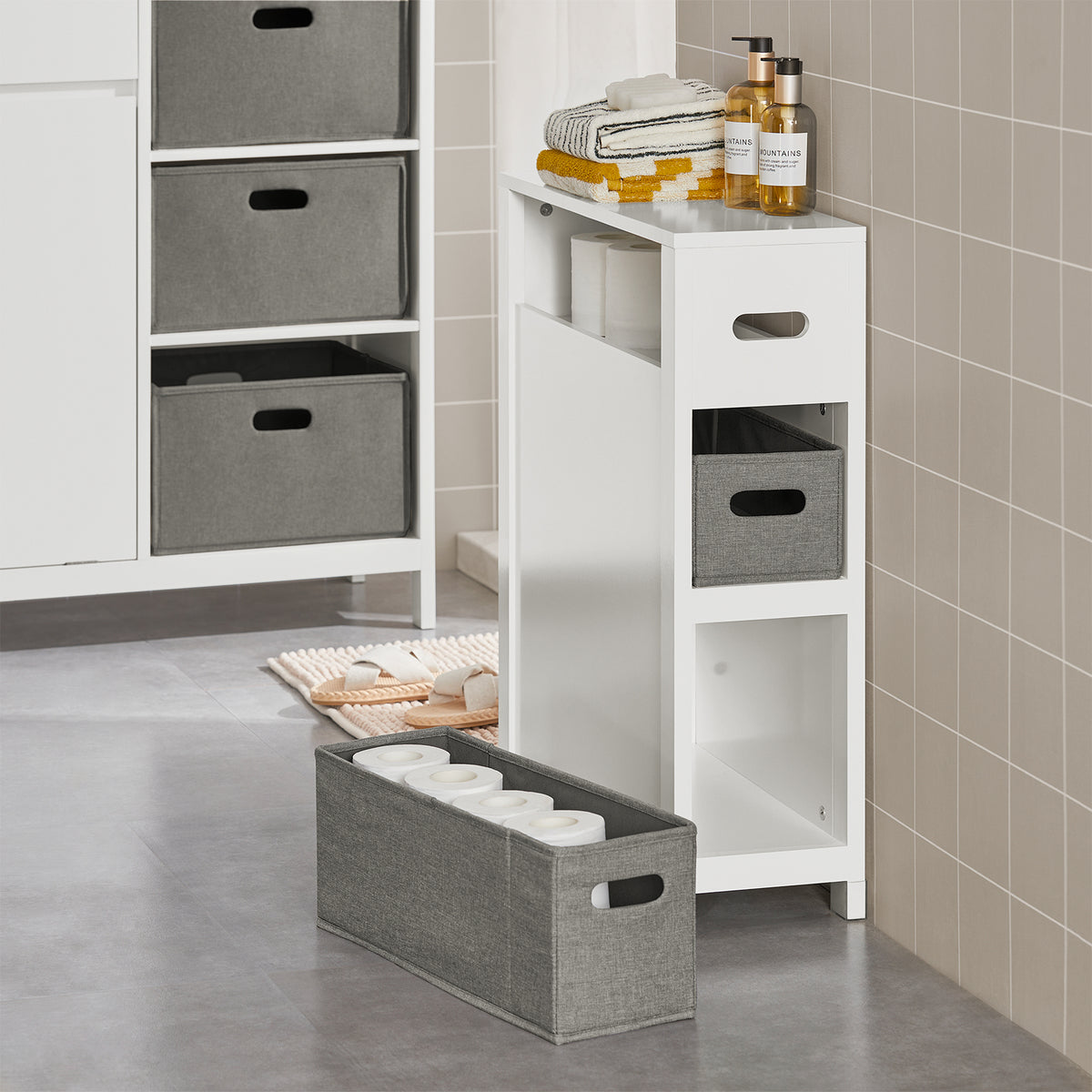 SoBuy BZR83-W, Bathroom Cabinet Storage Cabinet Bathroom Toilet Paper Roll Holder, White