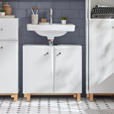 SoBuy BZR92-W, Under Sink Cabinet Bathroom Vanity Unit Bathroom Storage Cabinet, White