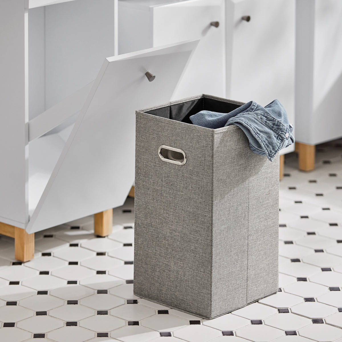 SoBuy BZR93-W, Laundry Cabinet Laundry Chest Bathroom Storage Cabinet, White
