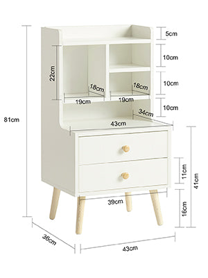 SoBuy FBT100-W, Modern Bedside Table with Drawers & Open Shelves, Nightstand with Pine Wood Legs, Storage Cabinet for Bedroom & Living Room, White