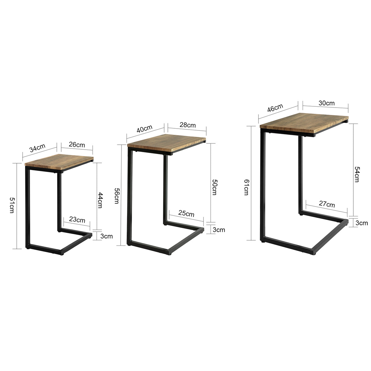 SoBuy FBT102-F, Nesting Tables Set of 3 Coffee Tables Living Room Stacking Side Tables, Brown