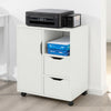 Sobuy FBT105-W, Home Office File Cabinet Printer Stand, Storage Cabinet on Wheels