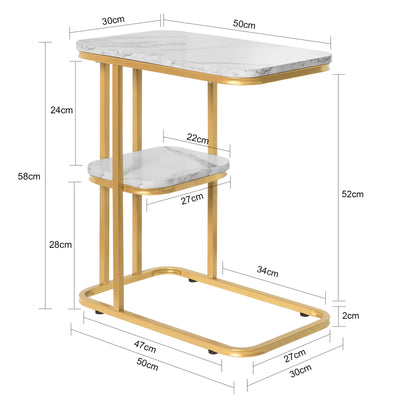 SoBuy FBT110-G, Side Table with 2 Shelves, Coffee Table Sofa Table Bedside Table, Gold