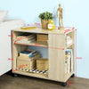 SoBuy FBT34-N, Side Table End Table with Storage Shelves, 2 Tiers Bookcase on Wheels