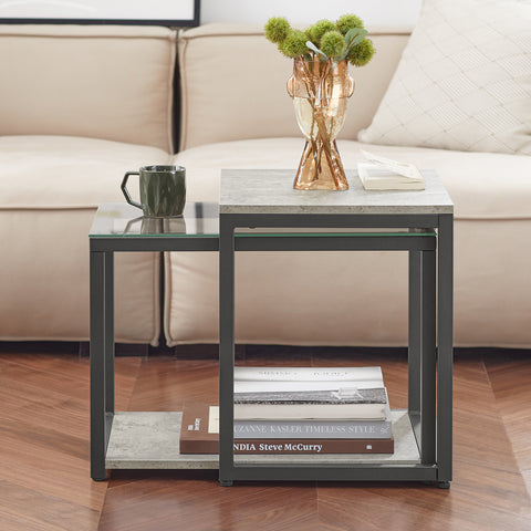 SoBuy FBT35-HG, Nesting Tables Set of 2 Coffee Table Side Table End Table
