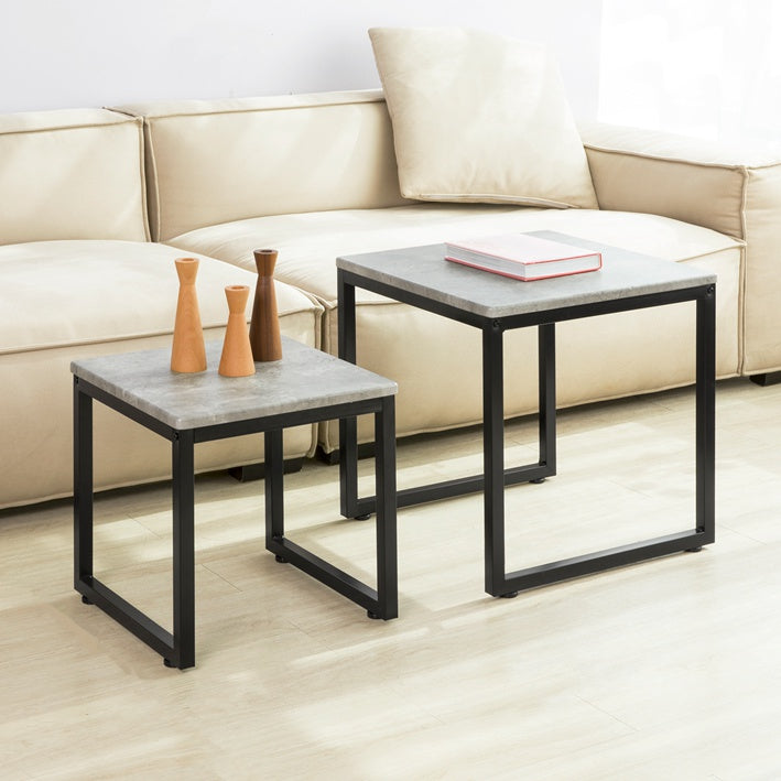 SoBuy FBT42-HG, Nesting Tables, Set of 2 Coffee Table Side Table End Table, Grey