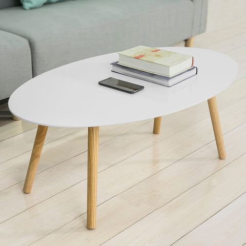 SoBuy FBT61-W, Oval Wooden Coffee Table Living Room Table
