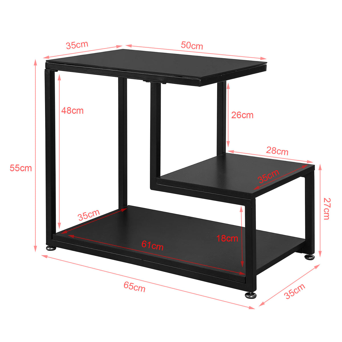 SoBuy FBT65-SCH, Side Table End Table Living Room Table with Storage Shelf, Black