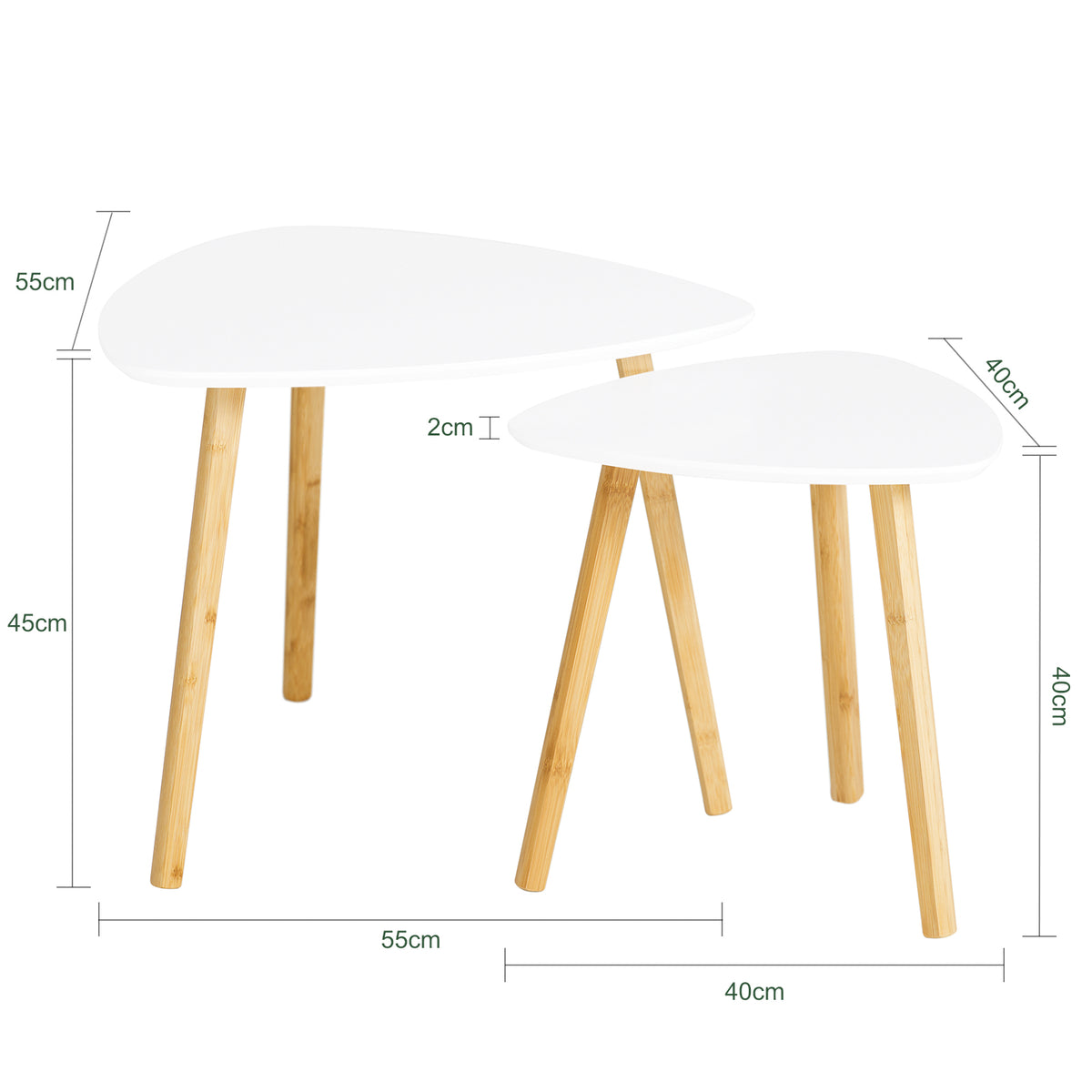 SoBuy FBT74-W, Nesting Tables, Set of 2 Side Tables, Living Room Tables Coffee Tables, White