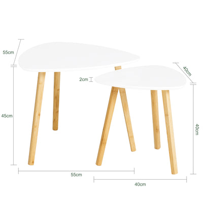 SoBuy FBT74-W, Nesting Tables, Set of 2 Side Tables, Living Room Tables Coffee Tables, White