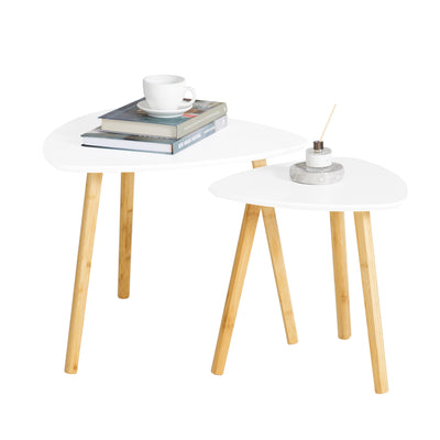 SoBuy FBT74-W, Nesting Tables, Set of 2 Side Tables, Living Room Tables Coffee Tables, White