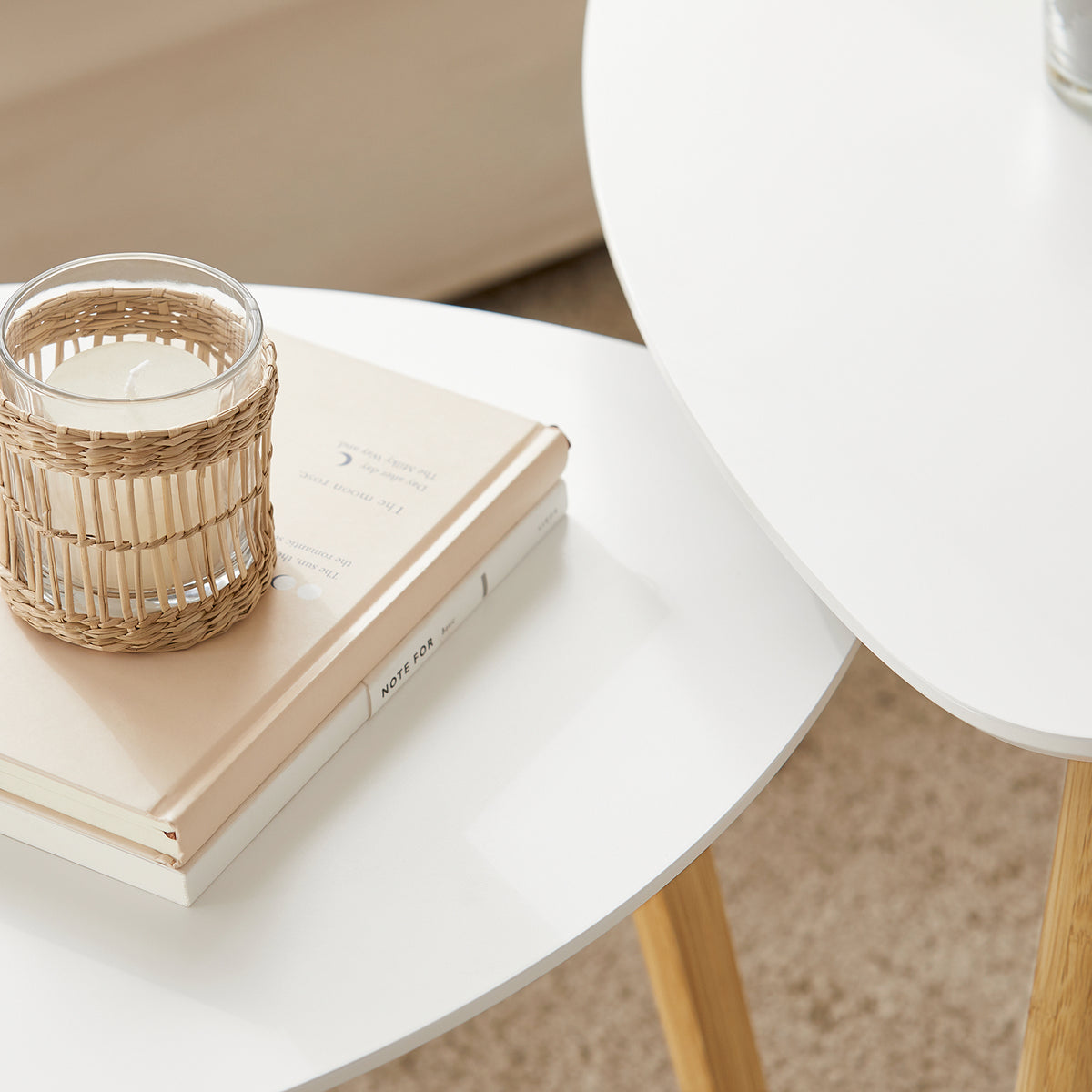SoBuy FBT74-W, Nesting Tables, Set of 2 Side Tables, Living Room Tables Coffee Tables, White