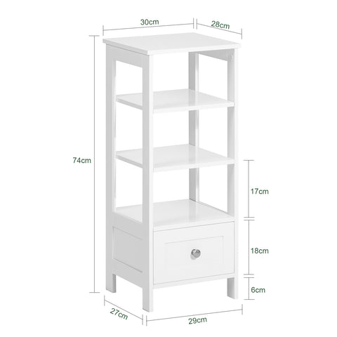 SoBuy FBT91-W, Side Table End Table Bedside Table with 3 Shelves and 1 Drawer