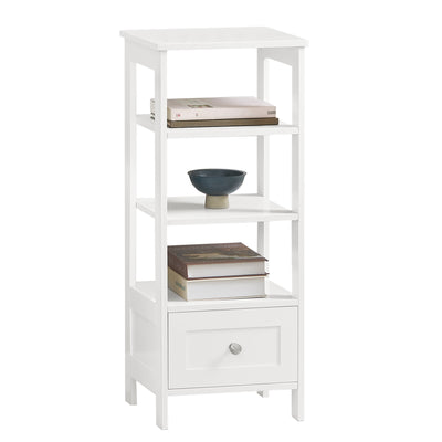 SoBuy FBT91-W, Side Table End Table Bedside Table with 3 Shelves and 1 Drawer, White