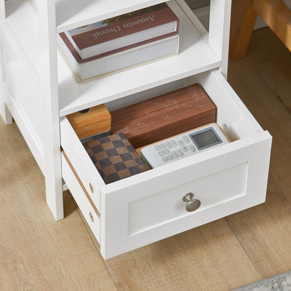 SoBuy FBT91-W, Side Table End Table Bedside Table with 3 Shelves and 1 Drawer, White