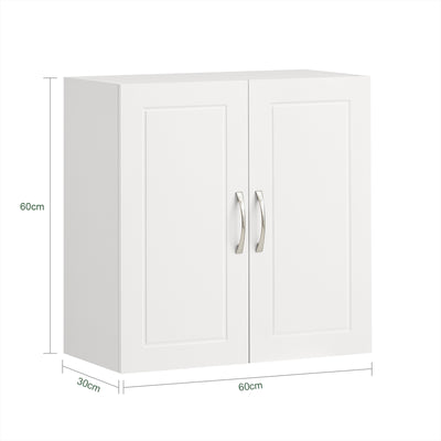 SoBuy FRG231-W, Bathroom Wall Cabinet Mounted Storage Unit with Adjustable Shelf and Door Small Slim Bathroom Cupboard for Towel & Toiletries, Ideal for Mirror Cabinet Replacement White 60x30x60 cm