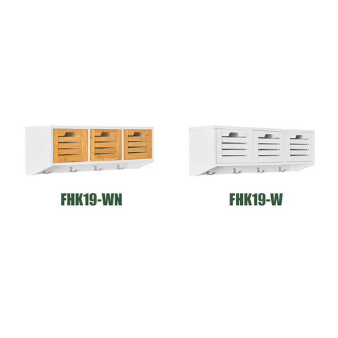 SoBuy FHK19-W, Wall Coat Rack Wall Storage Cabinet Unit with 3 Drawers 4 Hooks