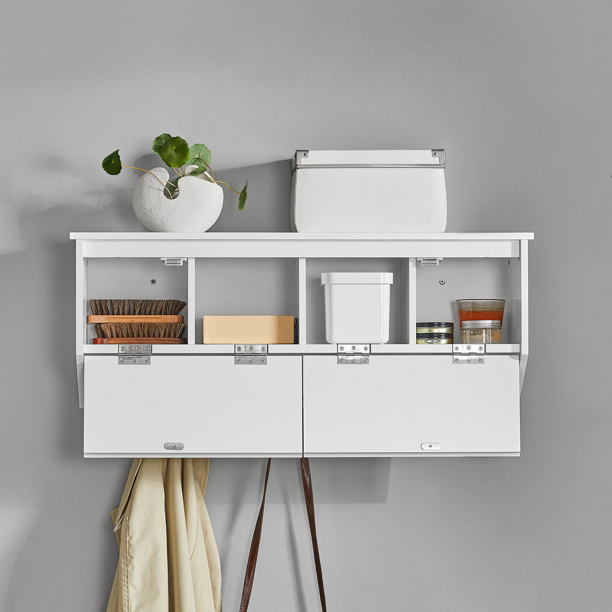 SoBuy FHK24-W, Wall Coat Rack Wall Shelf Wall Storage Cabinet Hallway Coat Rack, White