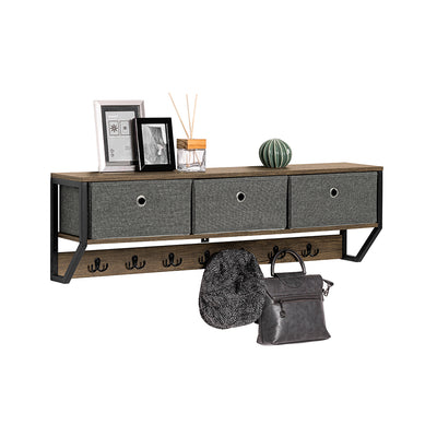 SoBuy FHK26-N, Wall Coat Rack Wall Shelf Wall Storage Cabinet Unit, Wood