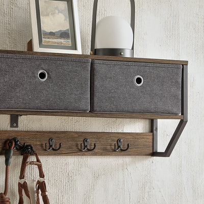 SoBuy FHK26-N, Wall Coat Rack Wall Shelf Wall Storage Cabinet Unit, Wood