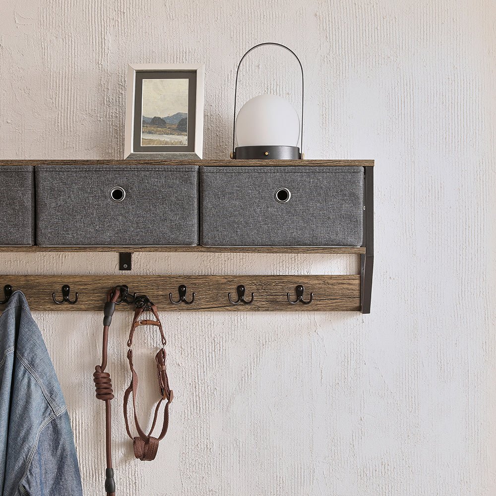 SoBuy FHK26-N, Wall Coat Rack Wall Shelf Wall Storage Cabinet Unit, Wood