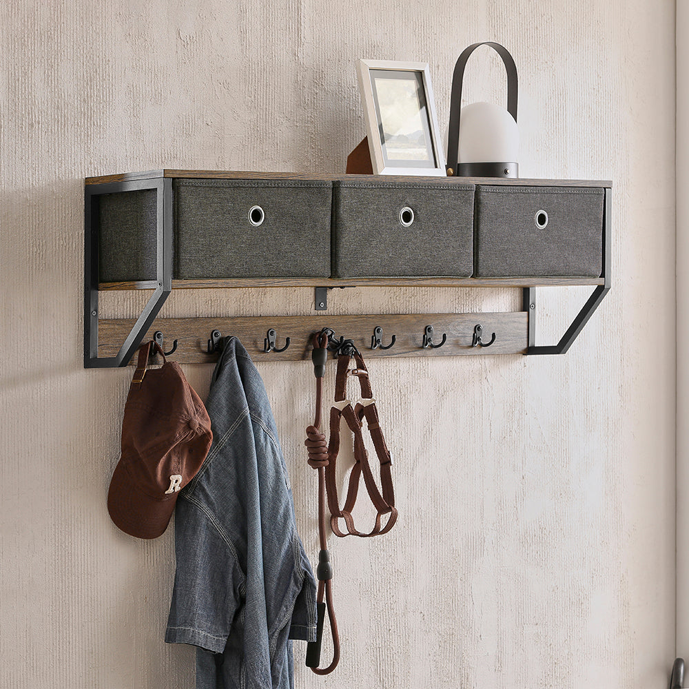 SoBuy FHK26-N, Wall Coat Rack Wall Shelf Wall Storage Cabinet Unit, Wood