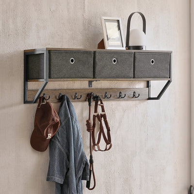 SoBuy FHK26-N, Wall Coat Rack Wall Shelf Wall Storage Cabinet Unit, Wood