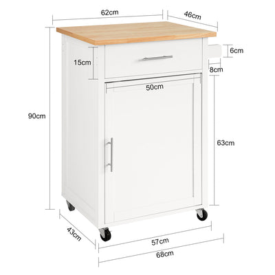SoBuy FKW102-WN, Kitchen Trolley Cart Kitchen Storage Trolley Kitchen Cabinet Cupboard, White
