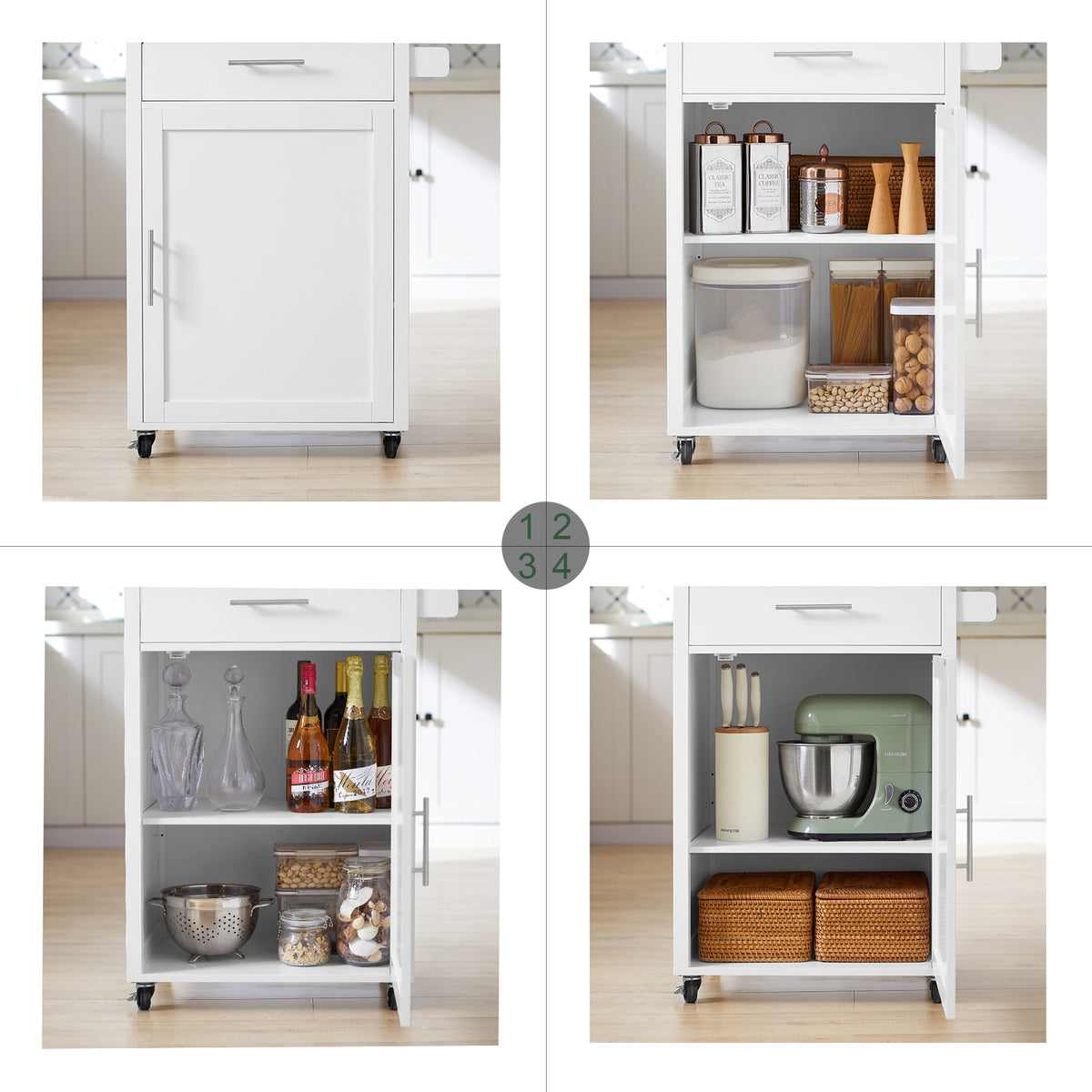 SoBuy FKW102-WN, Kitchen Trolley Cart Kitchen Storage Trolley Kitchen Cabinet Cupboard, White