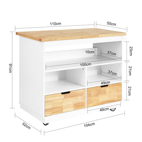 SoBuy FKW107-WN, Kitchen Cabinet Cupboard Kitchen Island Kitchen Storage Trolley