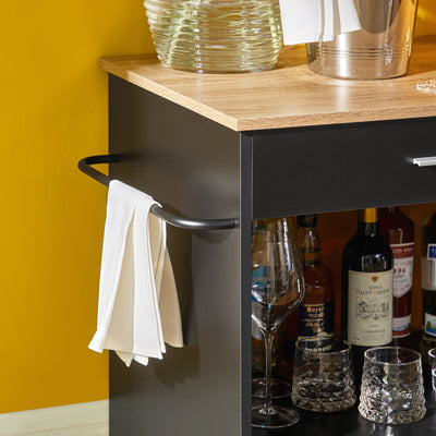 SoBuy FKW113-SCH, Kitchen Trolley Cart Storage Trolley Serving Trolley Kitchen Cabinet, Black