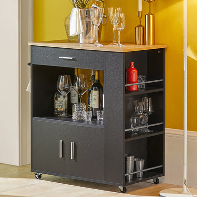 SoBuy FKW113-SCH, Kitchen Trolley Cart Storage Trolley Serving Trolley Kitchen Cabinet, Black