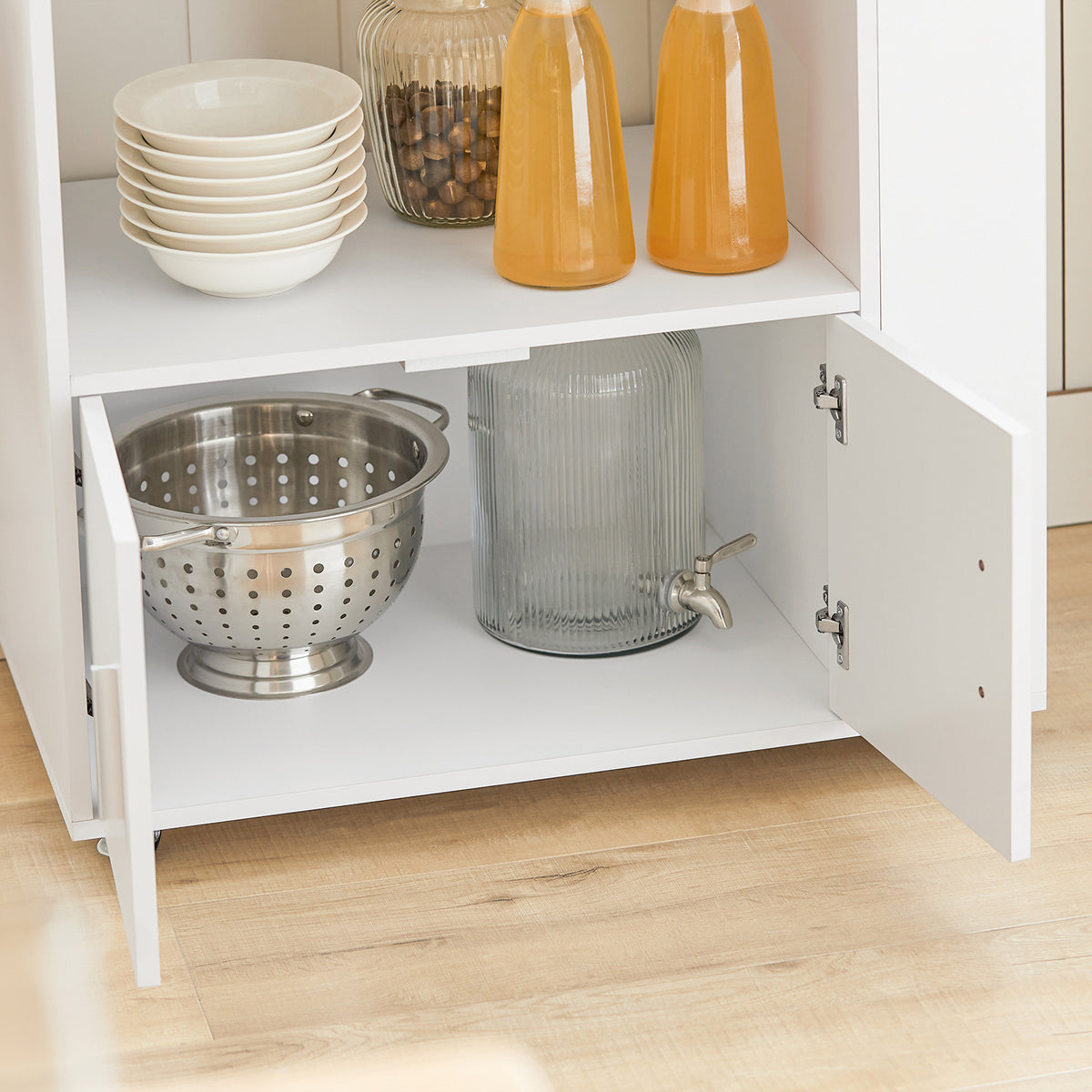 SoBuy FKW113-WN, Kitchen Trolley Cart Storage Trolley Serving Trolley Microwave Cabinet, White