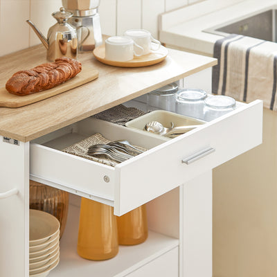SoBuy FKW113-WN, Kitchen Trolley Cart Storage Trolley Serving Trolley Microwave Cabinet, White