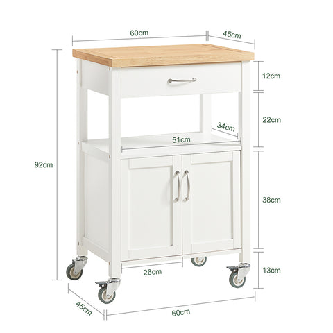 SoBuy FKW22-WN, Kitchen Trolley Storage Cabinet + Free Kitchen Hanging Shelf KCR03-N